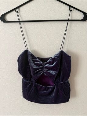 Urban Outfitters Velvet Bow-Front Cami Top - Deep Purple